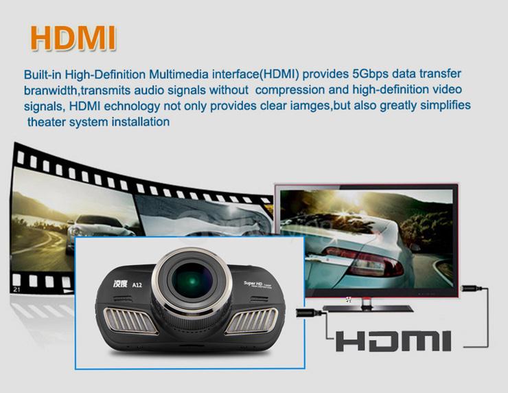 Blackview D201-1 Ambarella A12 Chipset Car DVR Recorder Super HD 1440P H.264 / 170 Degree View Angle / Night Vision Car Camcorder - Black