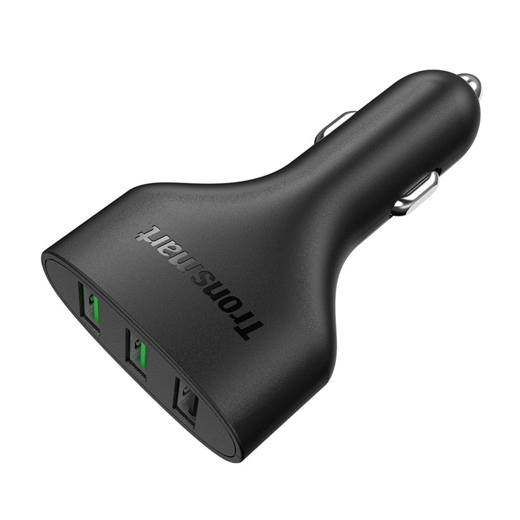 [Spain Stock]Tronsmart Quick Charge 2.0 VoltIQ 3 Ports 48W Rapid Car Charger for Samsung Galaxy HTC Sony Xiaomi LG Motorola - Black