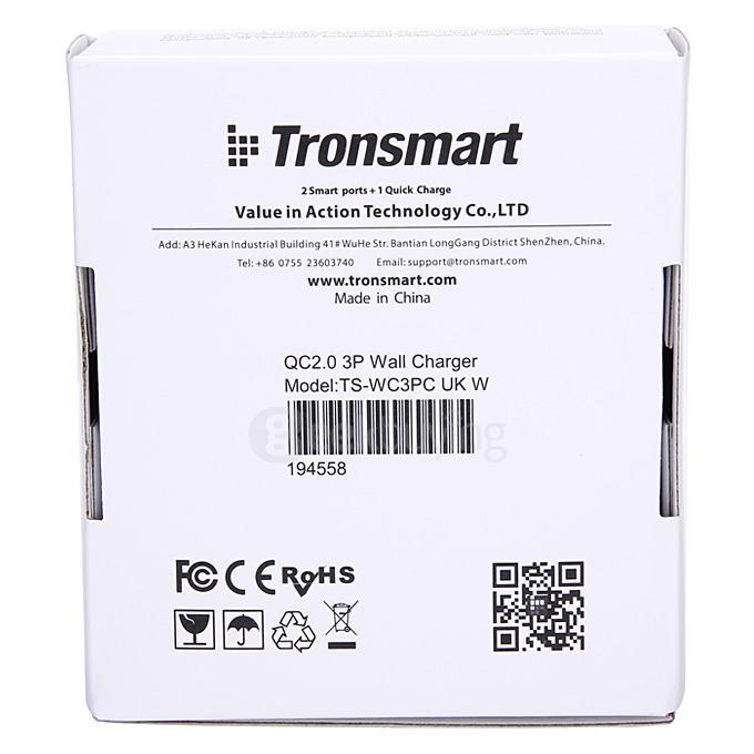 Qualcomm Certified Tronsmart Premium Design Quick Charge 2.0 42W 3 Ports Wall Charger for Samsung/Sony/HTC - UK Plug