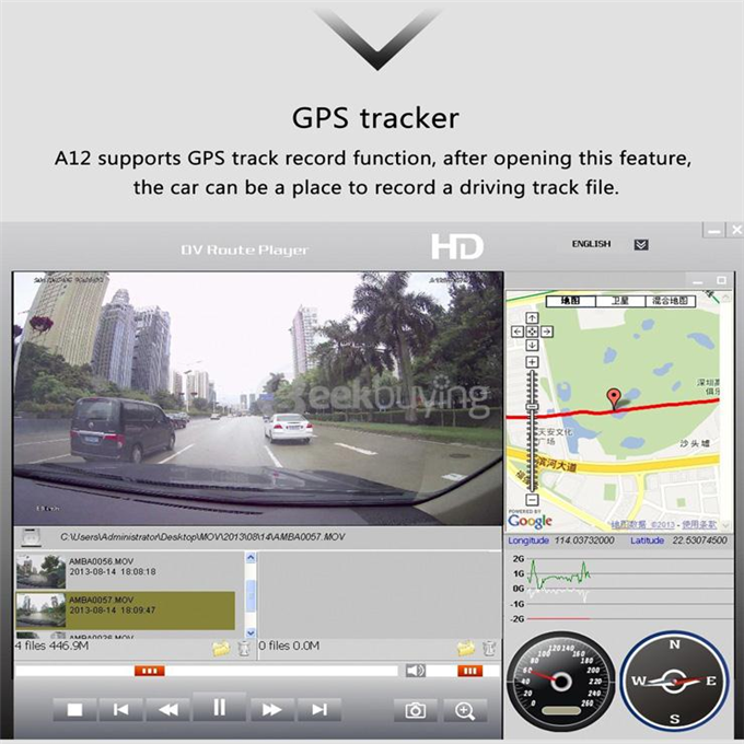 Blackview D201-1 Ambarella A12 Chipset Car DVR Recorder Super HD 1440P H.264 / 170 Degree View Angle / Night Vision Car Camcorder - Black