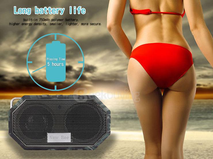 New Bee Pocket Bluetooth Speaker IP67 Waterproof Shockproof Wireless Music Player BT4.0 With Mic for iPhone Samsung LG