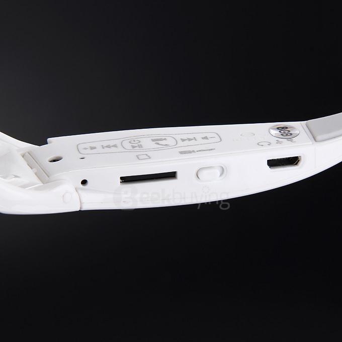 MS2 Polarized UV400 Bluetooth Sunglasses with Headset 8GB SD Card Camera HD 720P Video Recorder for iOS Android - White