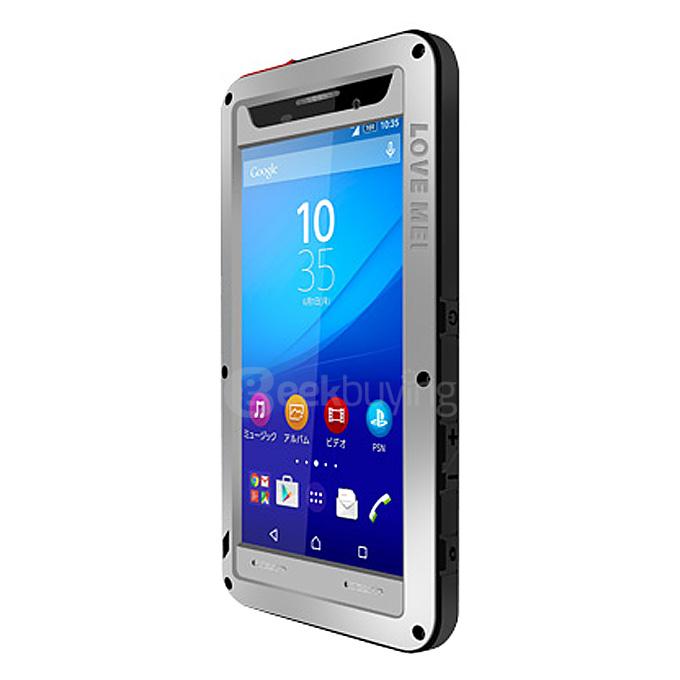 Lovemei Aluminum Powerful Shockproof Gorilla Glass Metal Case Protective Cover for SONY Xperia M5 - Silver