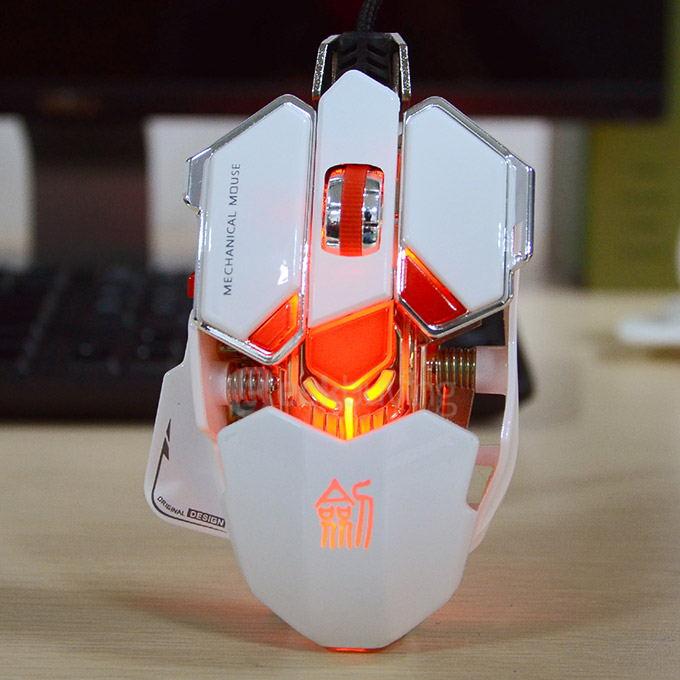 JIANSHENGYIZU JS-L10 Classic 8 Key USB Wired Professional Gaming Mouse with Colorful LED Light - White+Red