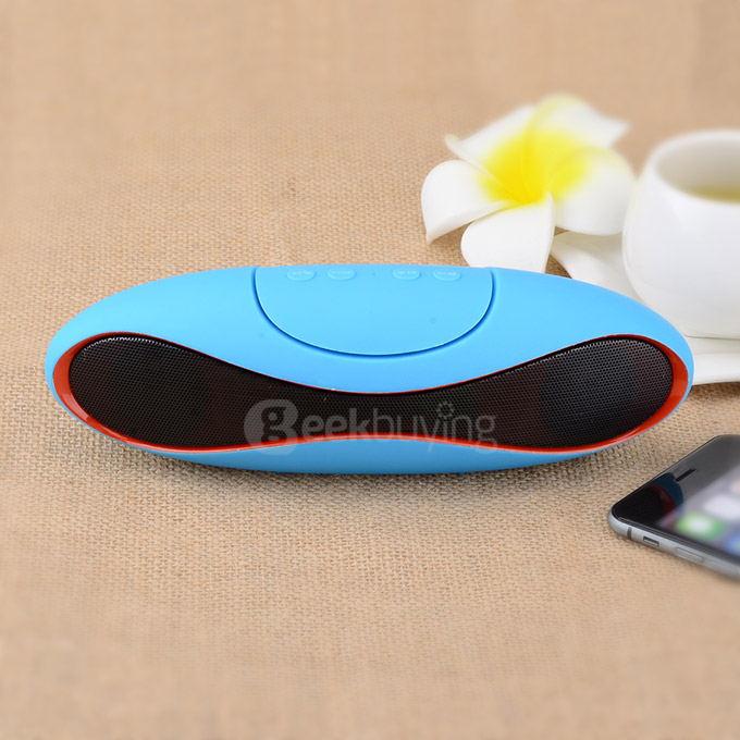 Portable & Creative Big Rugby Shaped Wireless Bluetooth Speaker Hands-free Subwoofer - Blue