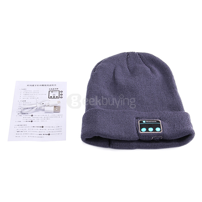 Unisex Winter Wireless Bluetooth Knit Hat Music Cap Beanie Hat Support Hands-free Phone Call - Light Blue