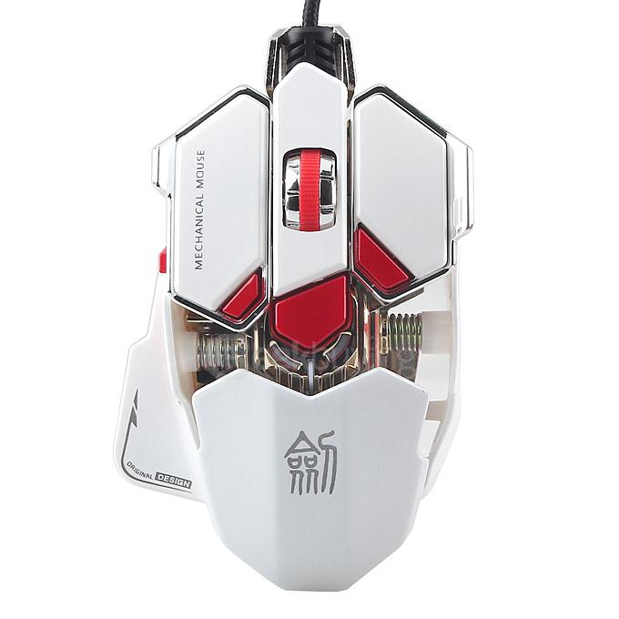 JIANSHENGYIZU JS-L10 Classic 8 Key USB Wired Professional Gaming Mouse with Colorful LED Light - White+Red