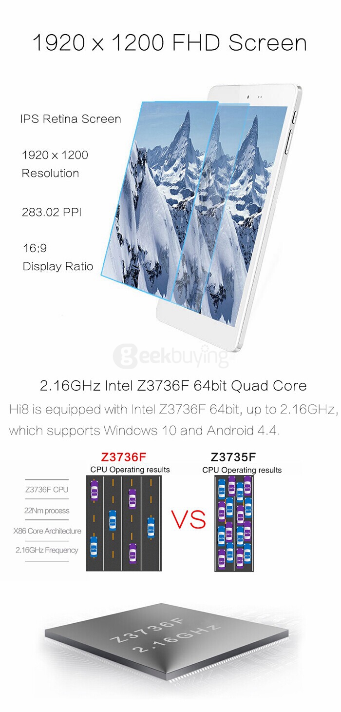 [Package B] CHUWI Hi8 Dual OS Windows10 & Android4.4 Tablet PC + Removable Bluetooth Keyboard with Case + Screen Film
