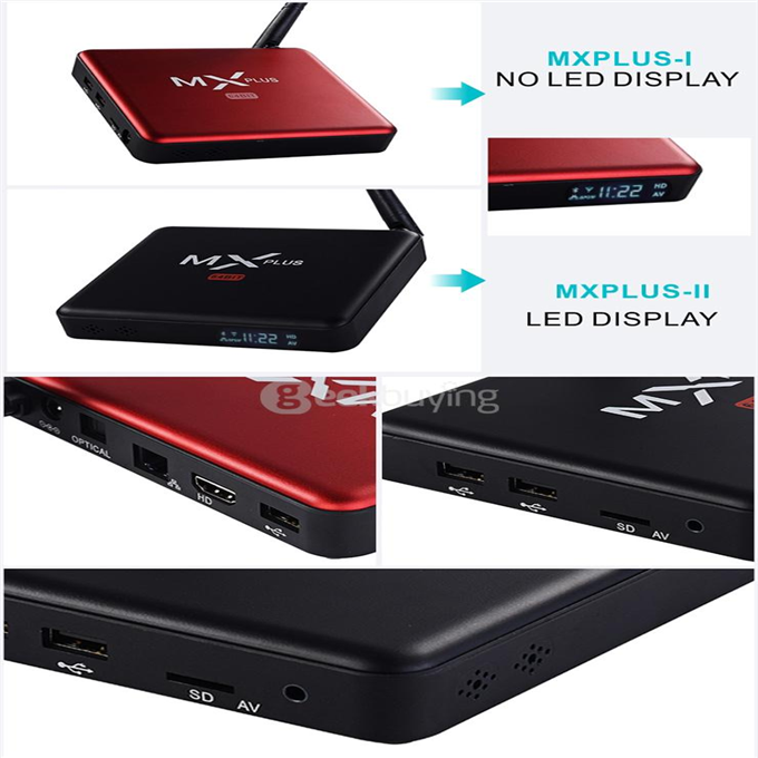 MX PLUS I Amlogic S905 4K TV Box 1G/8G 802.11b/g/n Gigabit LAN Bluetooth KODI DLNA Miracast - Black