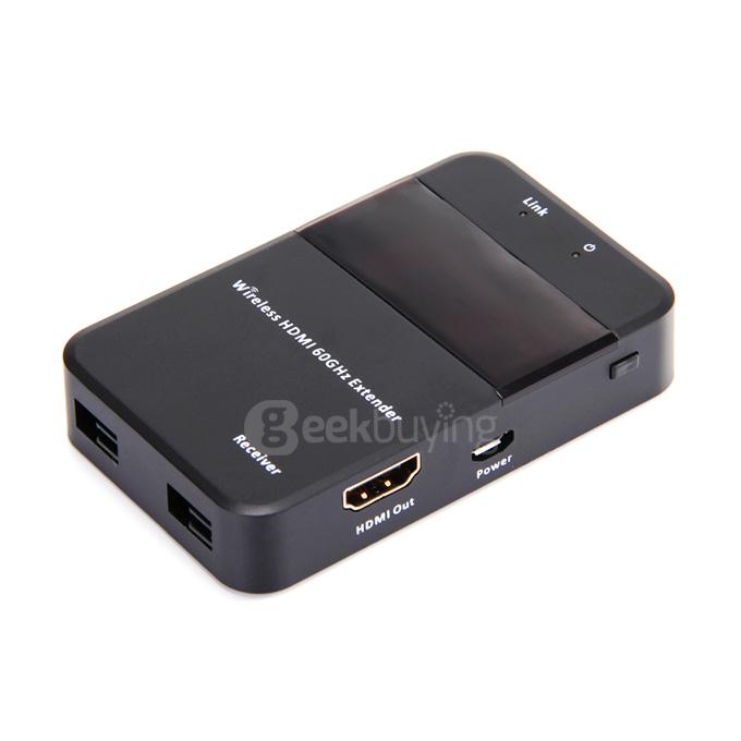 HDV-W551 1080P 60Ghz Wireless HDMI Extender 30M Transmitter Receiver Set for Mettings Classes - Black