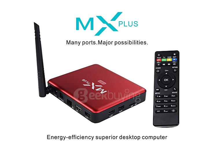 MX PLUS II Amlogic S905 4K TV Box 1G/8G 802.11b/g/n Gigabit LAN Bluetooth KODI DLNA Miracast with  LED Display - Black