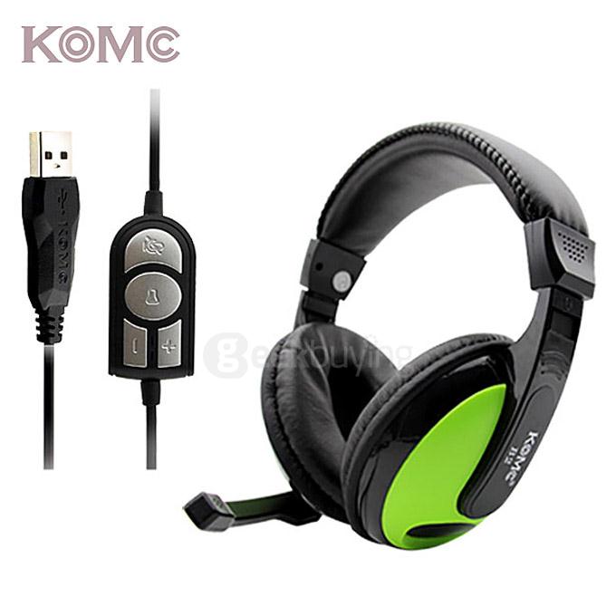 KOMC B2 Headphone USB Headset with Rotable Mic Audio Controller
