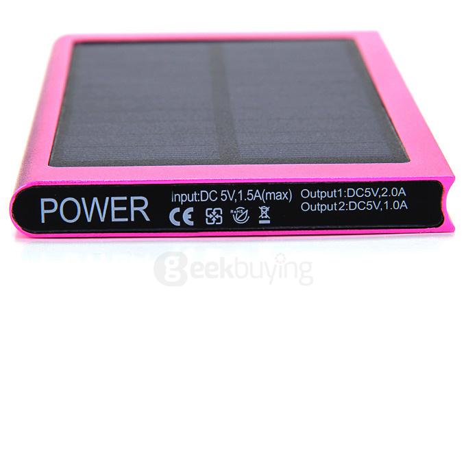 12000mAh Dual USB Solar Panel Power Bank External Backup Battery Portable Charger - Purple