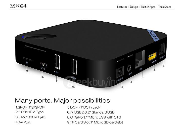 Beelink MX64 Amlogic S905 4K 2G/8G TV BOX 2.4G/5G Dual Band WIFI 1000M LAN Bluetooth4.0 HDMI2.0 H.265 Miracast DLNA