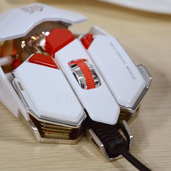 JIANSHENGYIZU JS-L10 Classic 8 Key USB Wired Professional Gaming Mouse with Colorful LED Light - White+Red