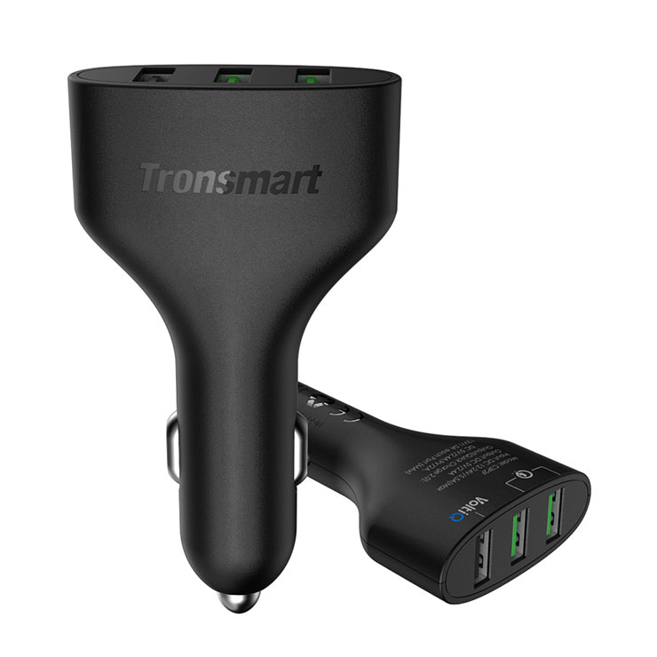 [Spain Stock]Tronsmart Quick Charge 2.0 VoltIQ 3 Ports 48W Rapid Car Charger for Samsung Galaxy HTC Sony Xiaomi LG Motorola - Black