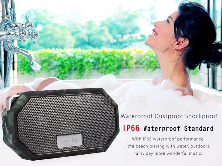 New Bee Pocket Bluetooth Speaker IP67 Waterproof Shockproof Wireless Music Player BT4.0 With Mic for iPhone Samsung LG