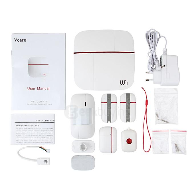 Vcare 2-APP Control GSM & Wi-Fi Dual Network Smart Home Security System - White