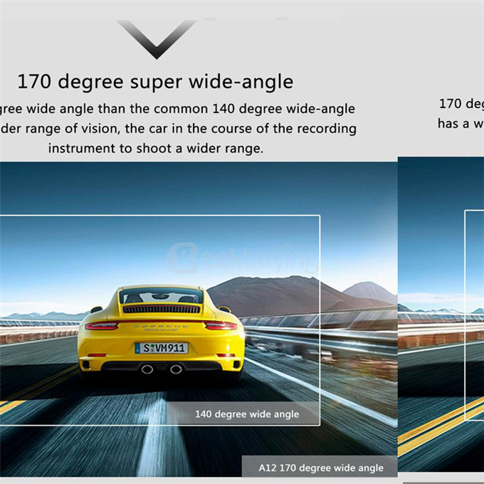 Blackview D201-1 Ambarella A12 Chipset Car DVR Recorder Super HD 1440P H.264 / 170 Degree View Angle / Night Vision Car Camcorder - Black