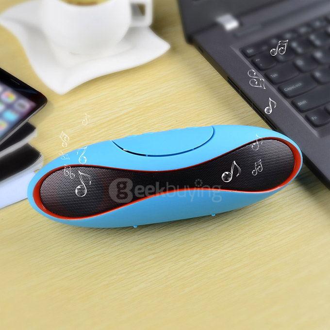 Portable & Creative Big Rugby Shaped Wireless Bluetooth Speaker Hands-free Subwoofer - Blue