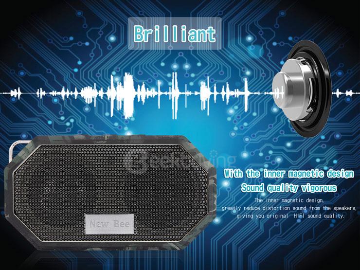 New Bee Pocket Bluetooth Speaker IP67 Waterproof Shockproof Wireless Music Player BT4.0 With Mic for iPhone Samsung LG