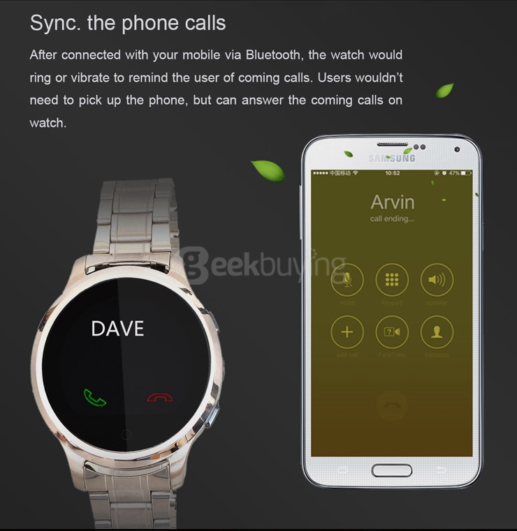 KDTI K288 MTK6260 Bluetooth Watch Phone GSM Phone Heart Rate Monitor Sleep Monitor Remind Pedometer - Gray Rhinestone
