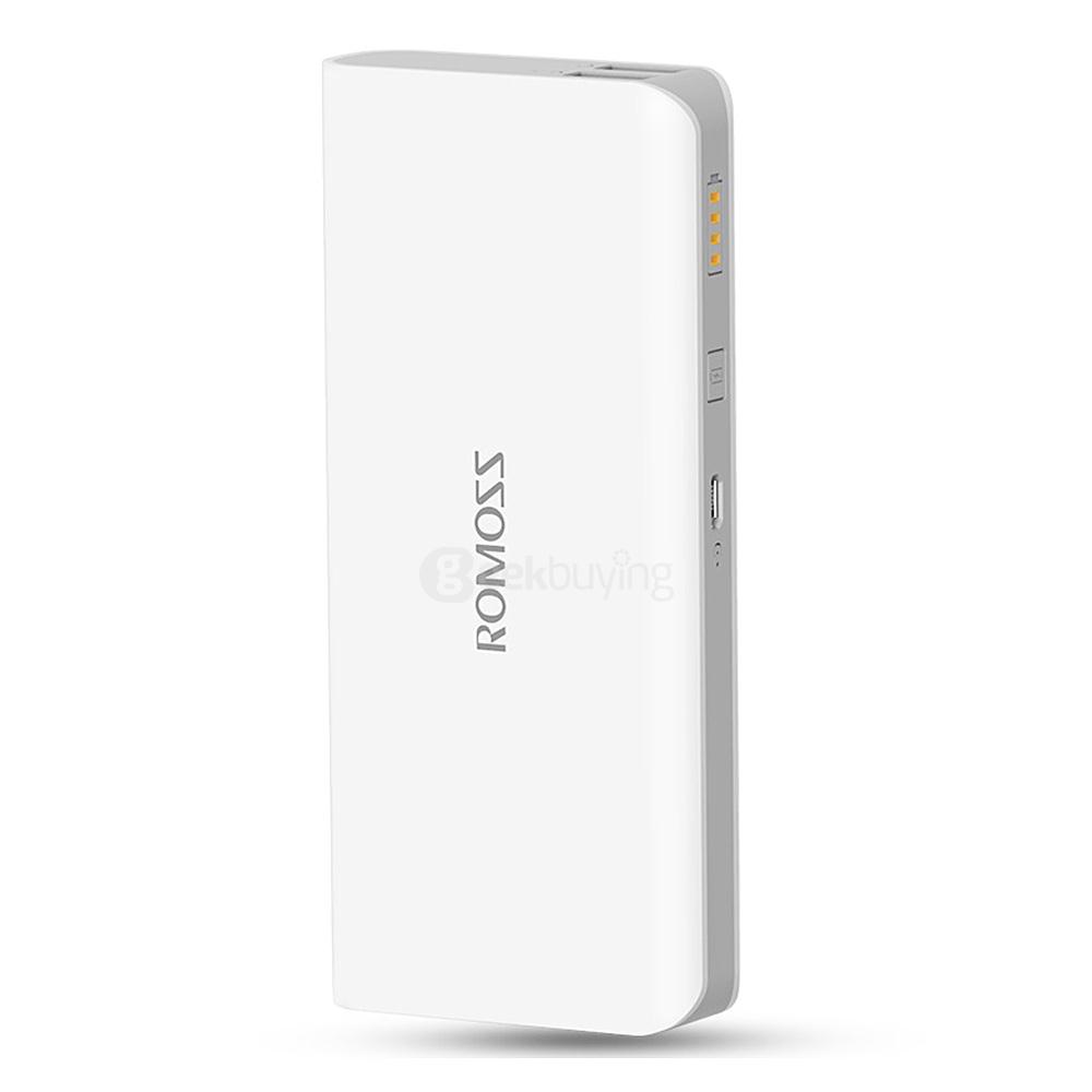 [Wholesale UPS Free Shipping] 50 pcs Original ROMOSS Sense4 Dual USB 10400mAh Power Bank Mobile Power Charger - White