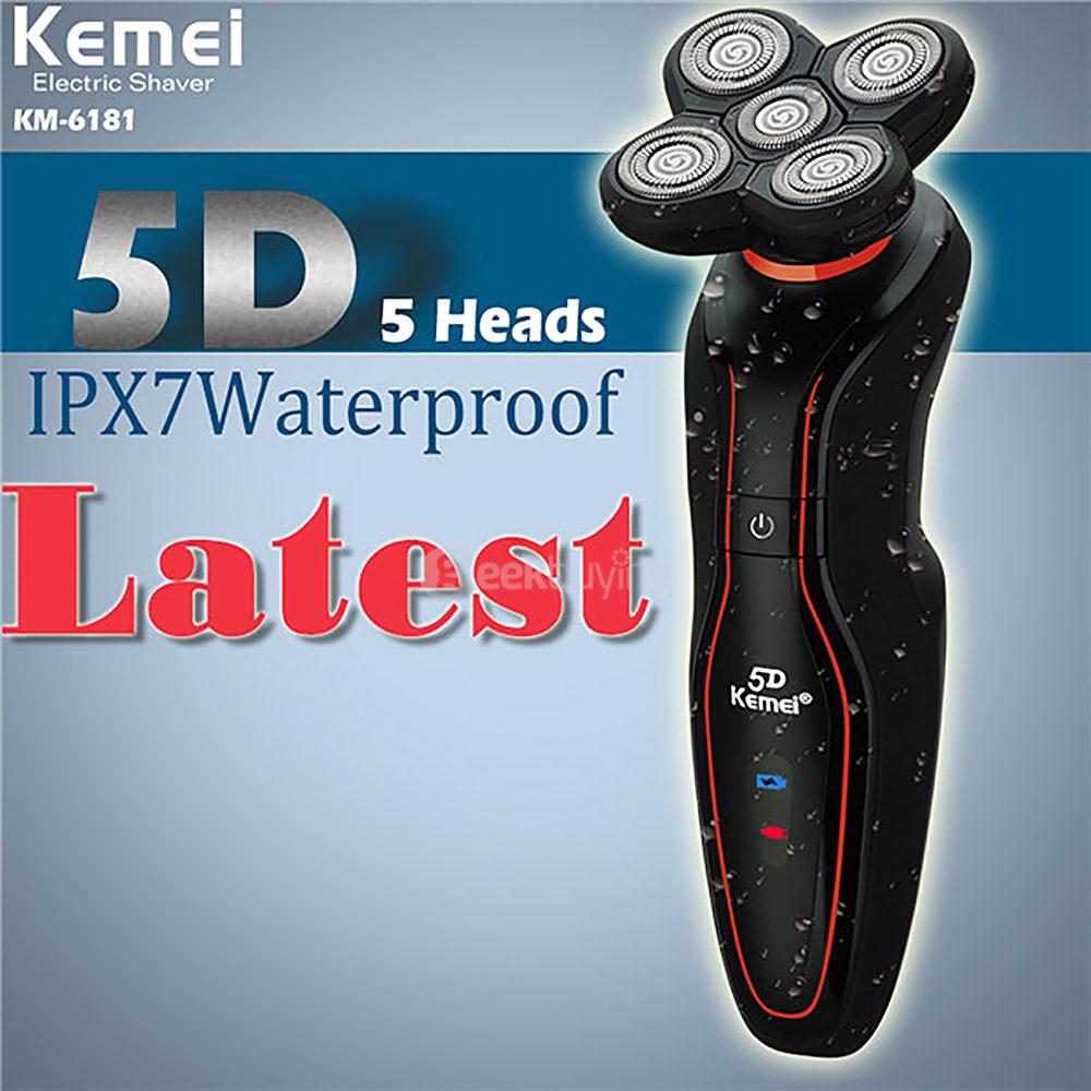 KEMEI KM-6181 Ergonomic Rechargeable Shaver 5D Floating Electric Washable Shaver for Home Health Care