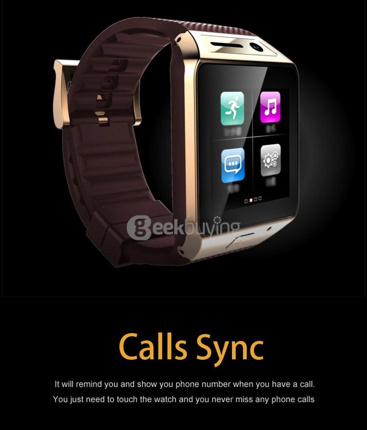 GV08S 1.54inch MTK6260A Smart Watch 2.0MP BT3.0 Memory Card and SIM Card Slot Pedometer For Android - Black