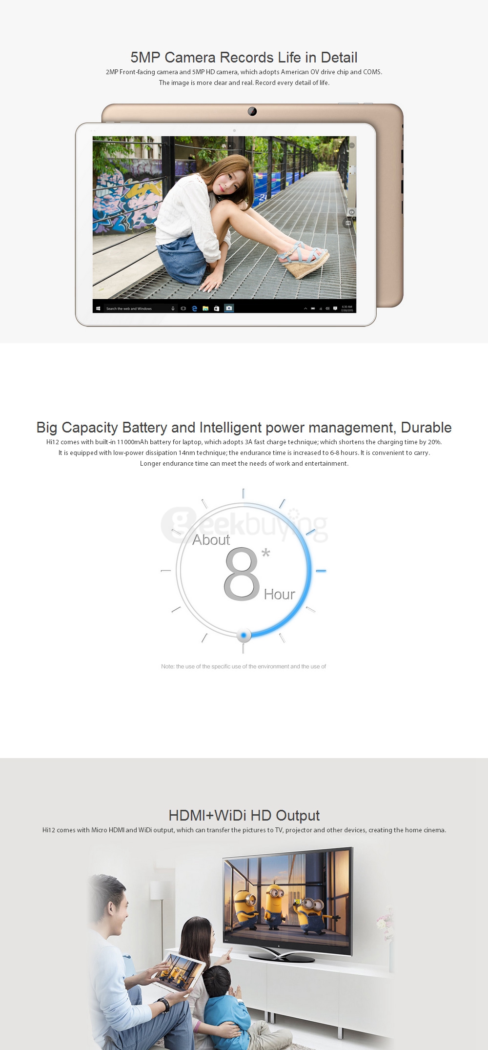 [Package E]CHUWI Hi12 12 inch Intel Cherry Trail Z8350 Dual OS Windows10 + Android 5.1 4GB/64GB 2in1 Tablet PC(Gray) + Screen Film + Leather Protective Case(Black)