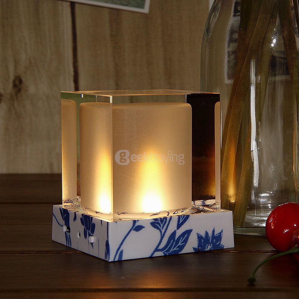 Solar Powered LED Light Rechargeable Candle Crystal Lamp for Outdoor and Indoor Use - Transparent