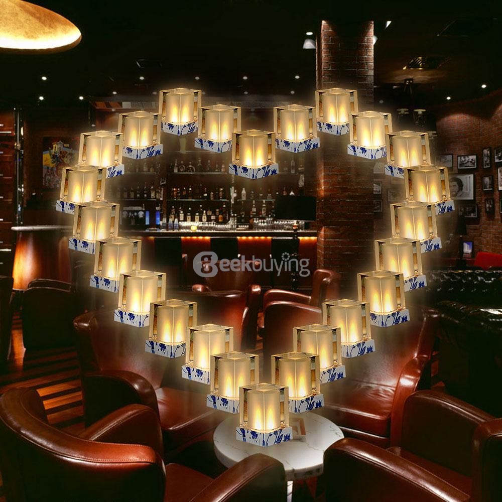 Solar Powered LED Light Rechargeable Candle Crystal Lamp for Outdoor and Indoor Use - Transparent