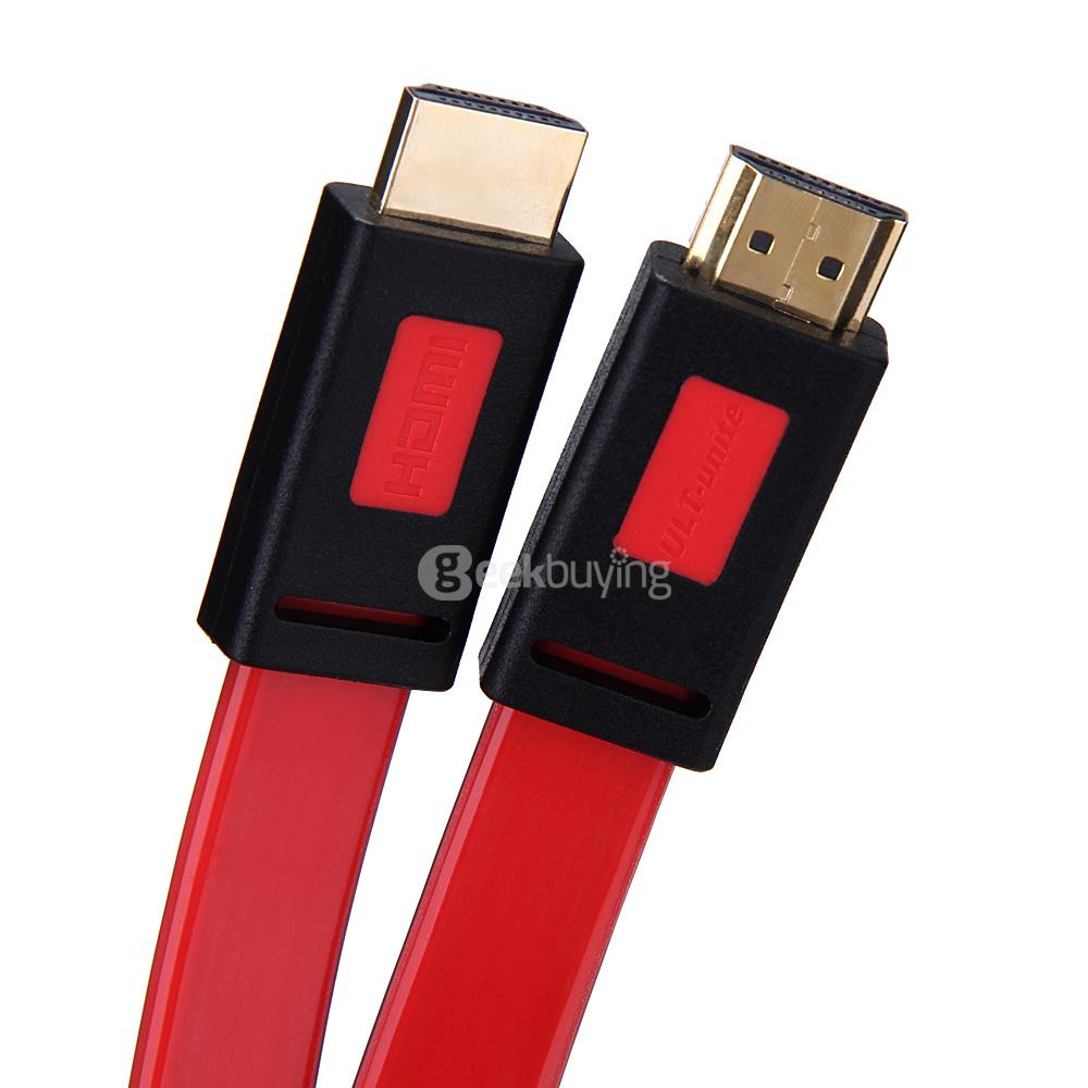 ULT-unite 4012-1438 Flat Silver-plated 2K x 4K HD V2.0 HDMI to HDMI Cable 1.5M - Red