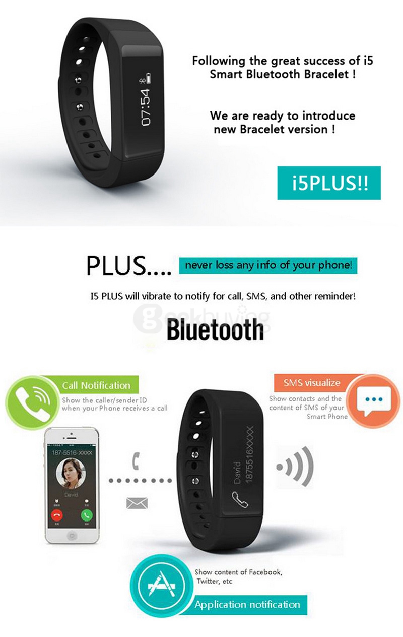 iWOWN i5 Plus Smart Bracelet Wireless Activity Wristband Fitness Tracker Red 