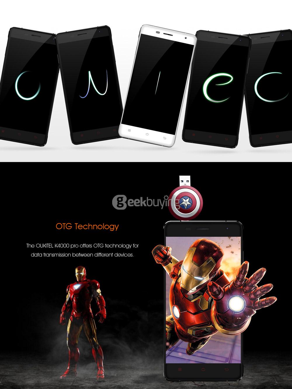 [HK Stock] OUKITEL K4000 Pro 5.0inch 4G FDD-LTE 4600mAh Android 5.1 Smartphone MT6735 Quad Core 2GB 16GB 13.0MP IPS HD 5V/1.5A Quick Charge - White