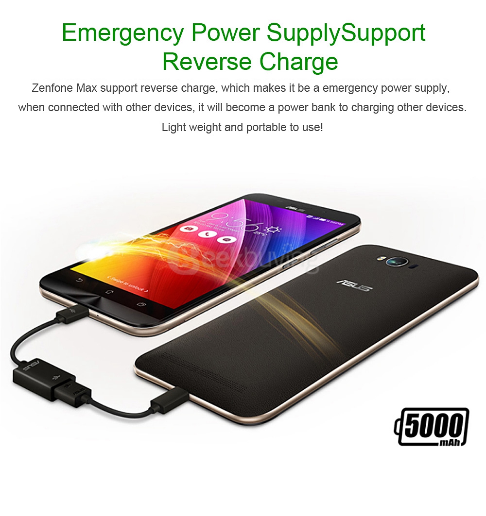 [Spain Stock]ASUS Zenfone Max 5.5inch HD 5000mAh 4G LTE 2GB RAM 16GB ROM Smartphone Snapdragon MSM8916 Quad Core 1.2GHz - Black
