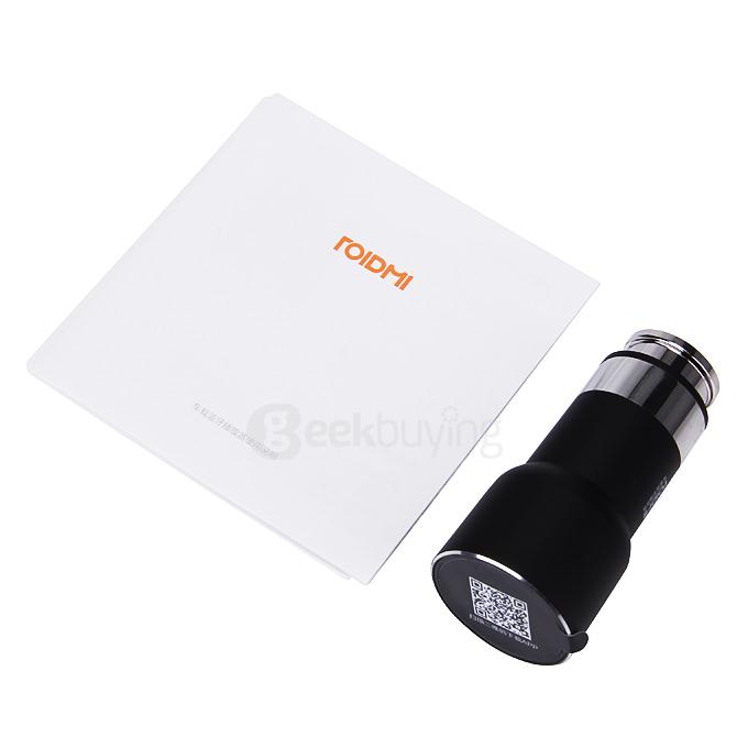 Original Xiaomi Roidmi Bluetooth Car Charger(Black)+ Original Xiaomi ROIDMI Car Dual Cigarette Lighter Splitter(White)
