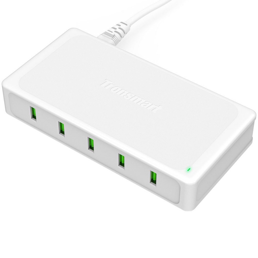 [Spain Stock]Tronsmart Titan 90W 5 Ports USB Desktop Charger Station 2-3 Times Faster Quick Charge for Qualcomm Quick Charge 2.0 Compatible Devices iPhone 6 6S 6 Plus iPad Samsung Note 5 S6 S6 Edge - EU Plug