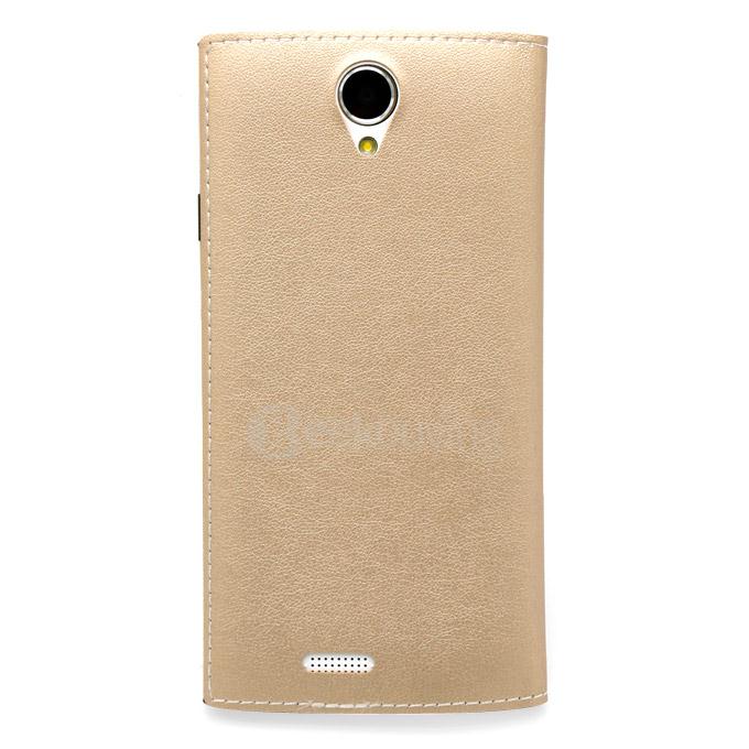 [HK Stock]Original Flip Cover Protective Case with Back Shell for LEAGOO ALFA 5 Smartphone - Gold