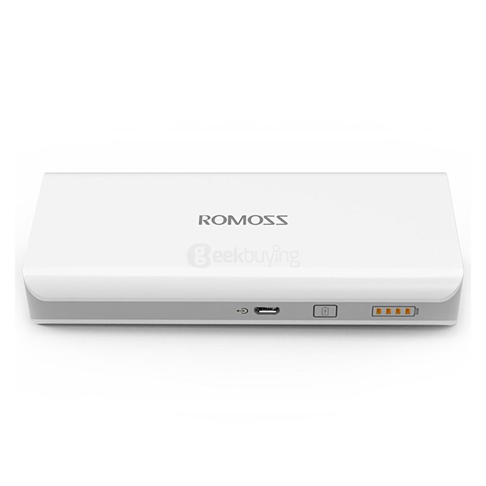 Original ROMOSS Sense 4 4 LEDs Dual USB 10400mAh Power Bank - White