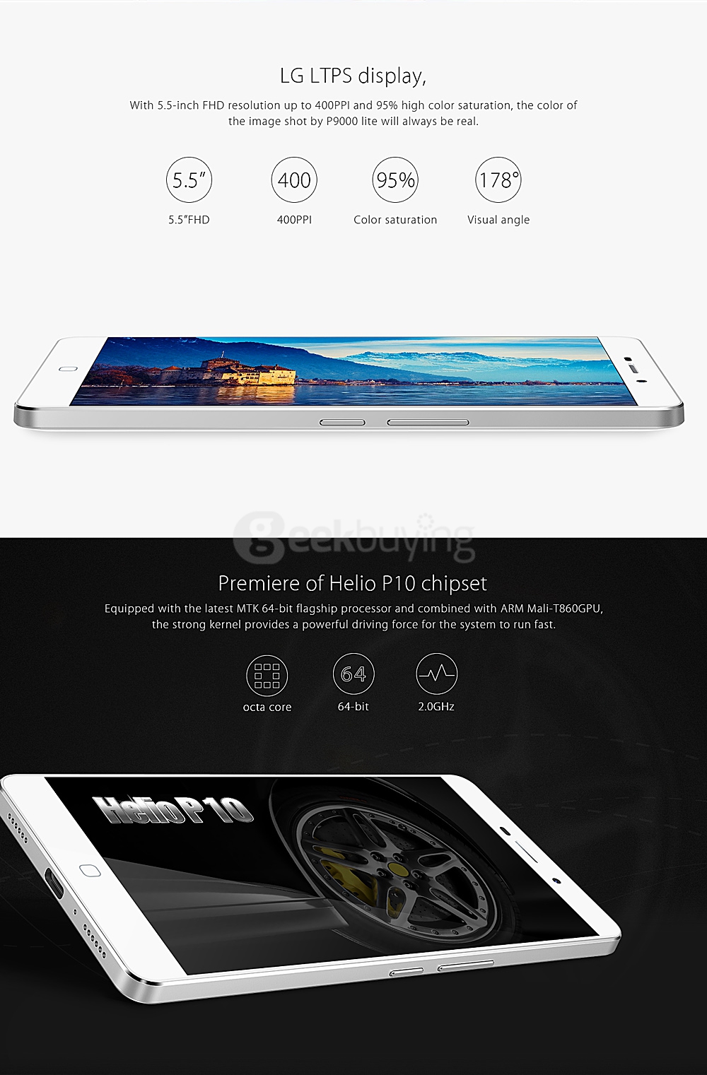 [HK Stock] Elephone P9000 Lite 5.5inch FHD 4G LTE Android 6.0 4GB 32GB Smartphone MT6755 2.0GHz 64bit Octa Core Type-C - White