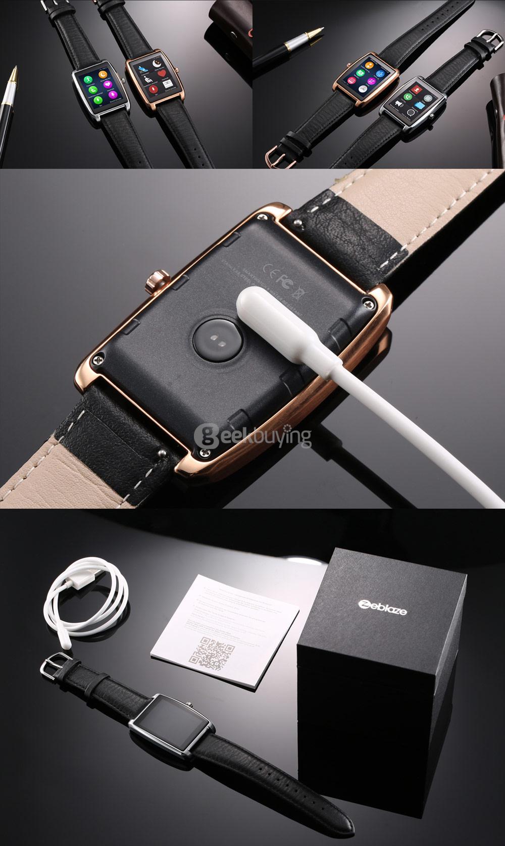 Zeblaze Cosmo Smart Watch MTK2502 Bluetooth Smartwatch Heart Rate Monitor Sports Tracker IP65 Waterproof Genuine Leather Band - Silver