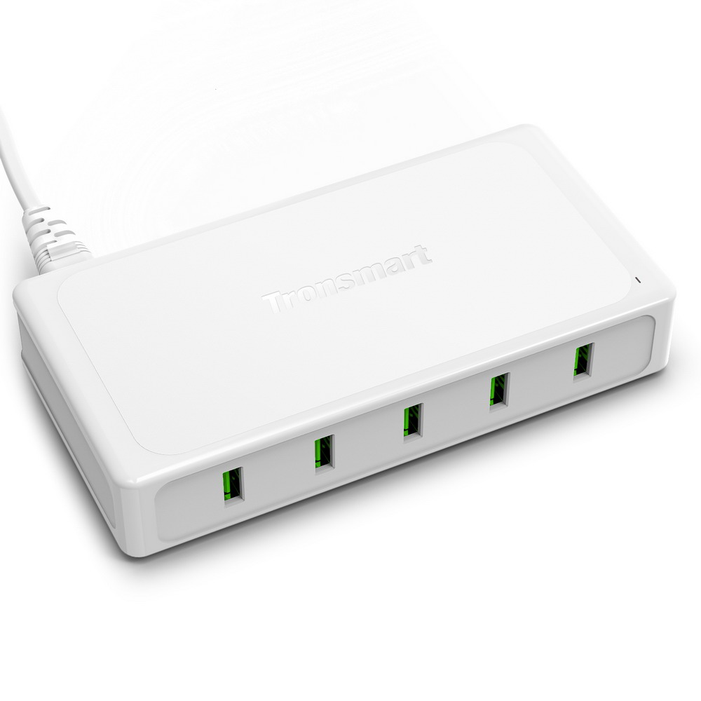 [Spain Stock]Tronsmart Titan 90W 5 Ports USB Desktop Charger Station 2-3 Times Faster Quick Charge for Qualcomm Quick Charge 2.0 Compatible Devices iPhone 6 6S 6 Plus iPad Samsung Note 5 S6 S6 Edge - EU Plug