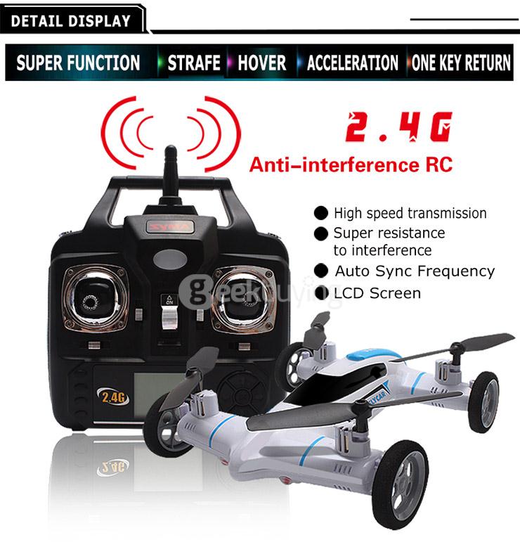 Syma X9 Land & Sky 2 in 1 2.4G 4CH 6Axis 3D Flips Rechargeable Flying Car RC Quadcopter RTF - Red