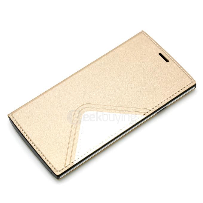 [HK Stock]Original Flip Cover Protective Case with Back Shell for LEAGOO ALFA 5 Smartphone - Gold