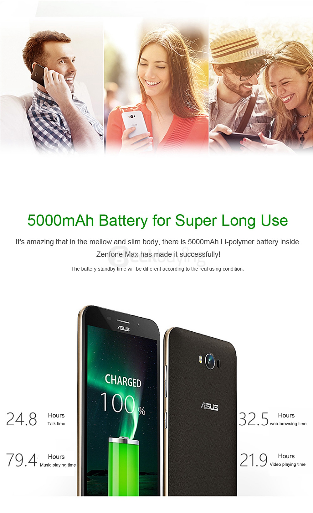[Spain Stock]ASUS Zenfone Max 5.5inch HD 5000mAh 4G LTE 2GB RAM 16GB ROM Smartphone Snapdragon MSM8916 Quad Core 1.2GHz - Black