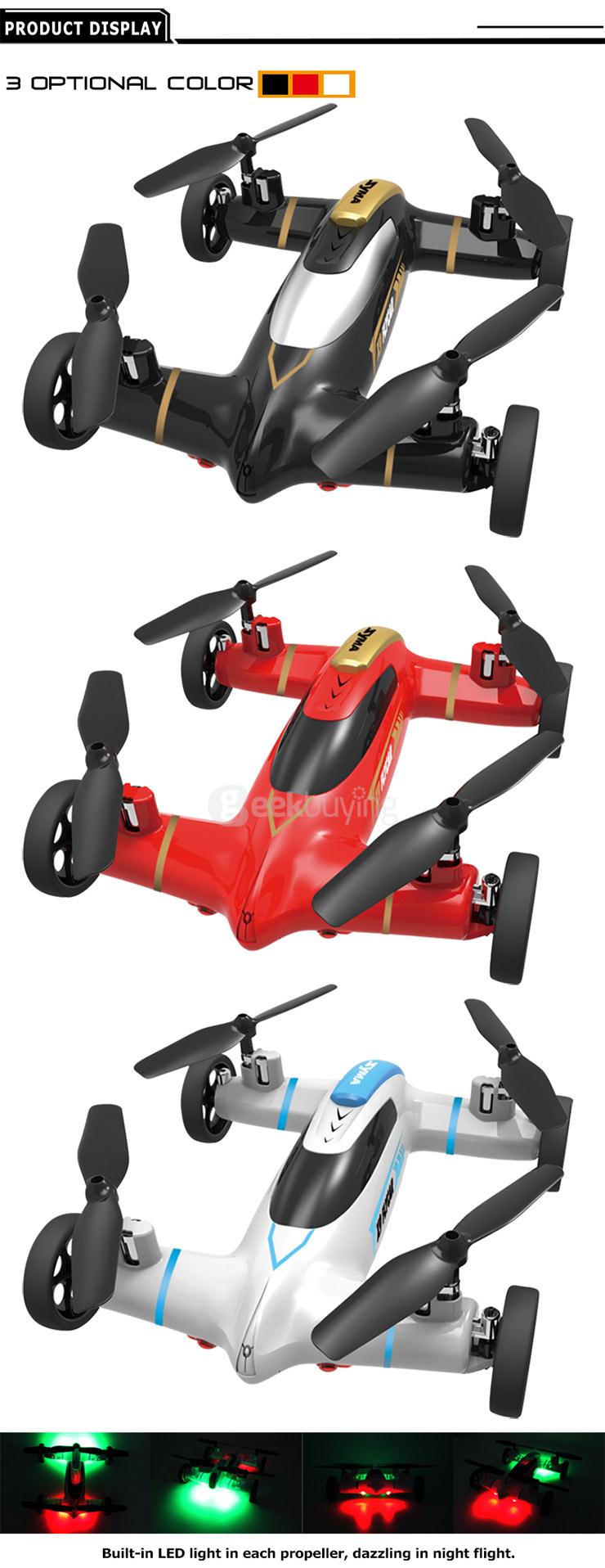 Syma X9 Land & Sky 2 in 1 2.4G 4CH 6Axis 3D Flips Rechargeable Flying Car RC Quadcopter RTF - Red