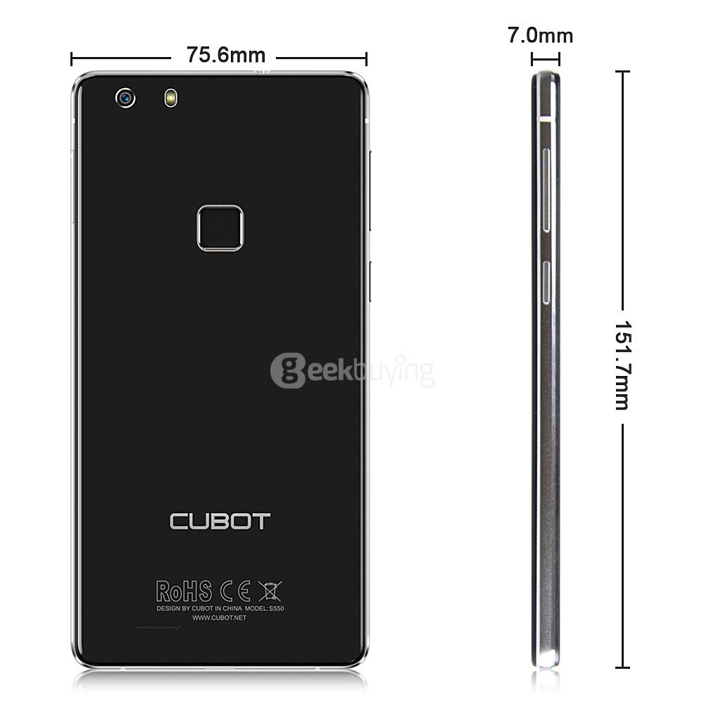 [HK Stock] CUBOT S550 5.5inch IPS HD 4G FDD-LTE Android 5.1 Smartphone 2GB 16GB 64-bit MTK6735 Quad Core 13.0MP Touch ID - Black
