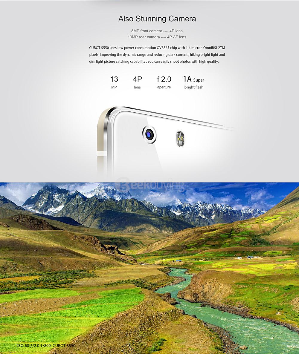 [HK Stock] CUBOT S550 5.5inch IPS HD 4G FDD-LTE Android 5.1 Smartphone 2GB 16GB 64-bit MTK6735 Quad Core 13.0MP Touch ID - White
