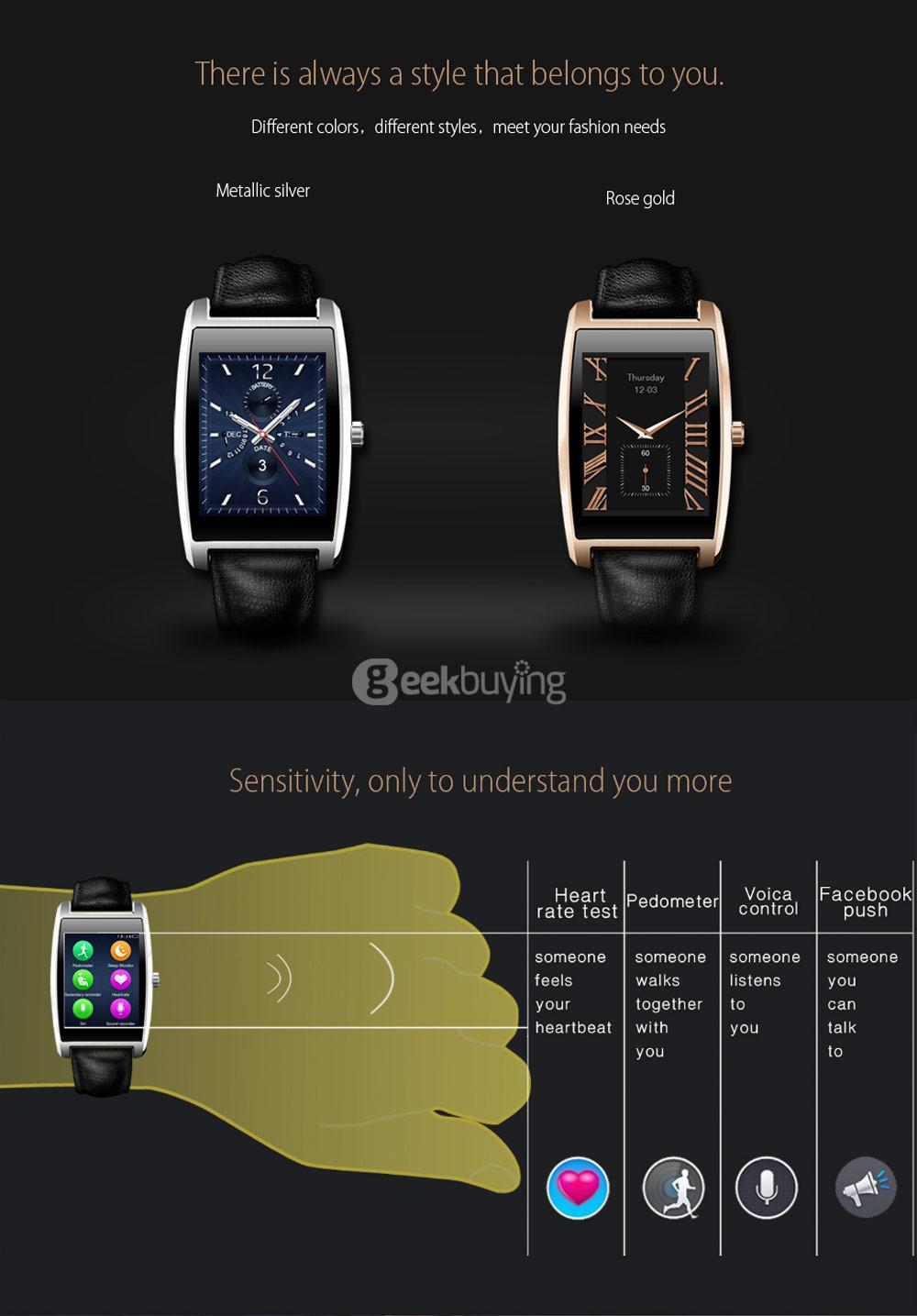 Zeblaze Cosmo Smart Watch MTK2502 Bluetooth Smartwatch Heart Rate Monitor Sports Tracker IP65 Waterproof Genuine Leather Band - Silver